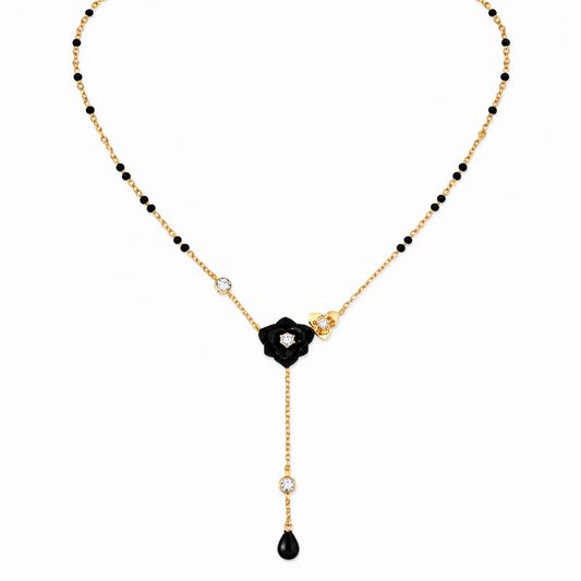 Dainty carved onyx mangalsutra