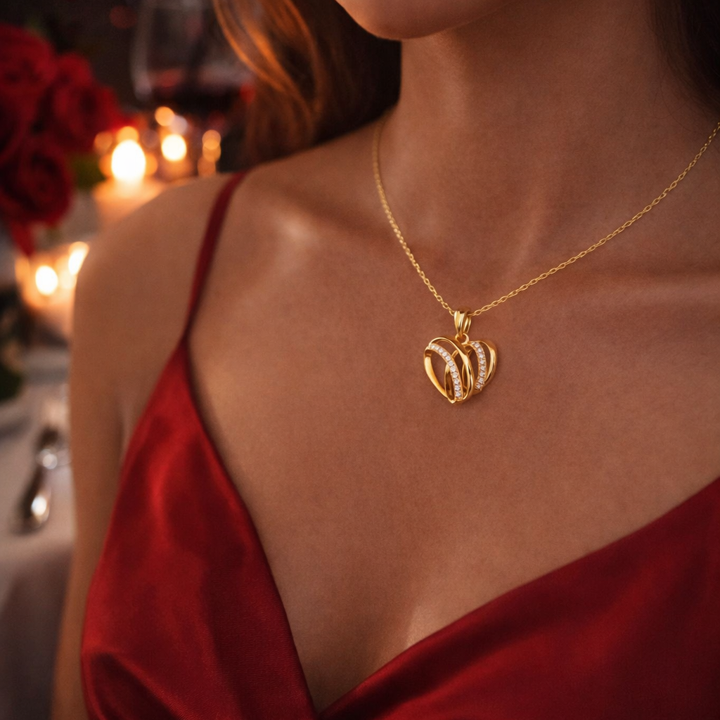 Interwoven Heart Diamond Pendant