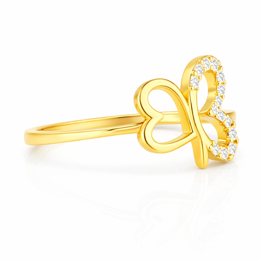 Pavé Heart Outline Diamond Ring