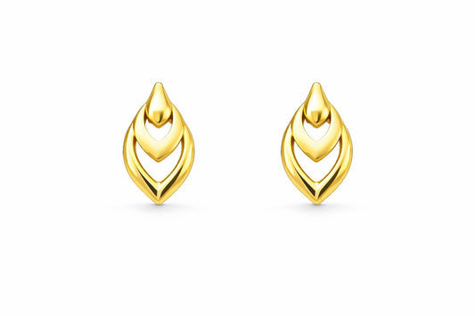 Layered Drop Gold Stud Earrings