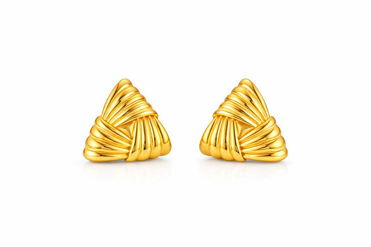 Triangular Textured Gold Stud Earrings