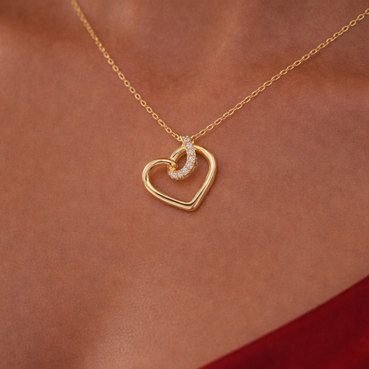 Interlinked Open Heart Diamond Pendant