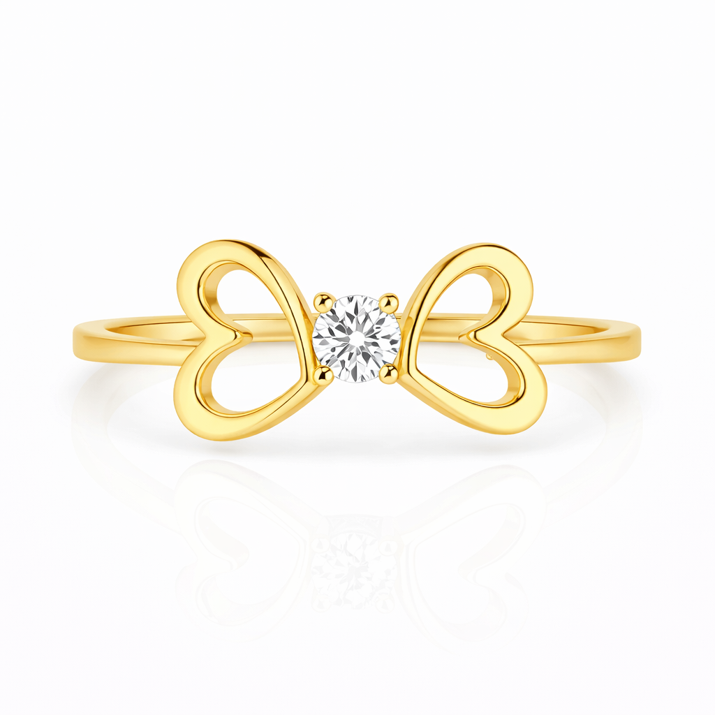 Twin Heart Solitaire Diamond Ring