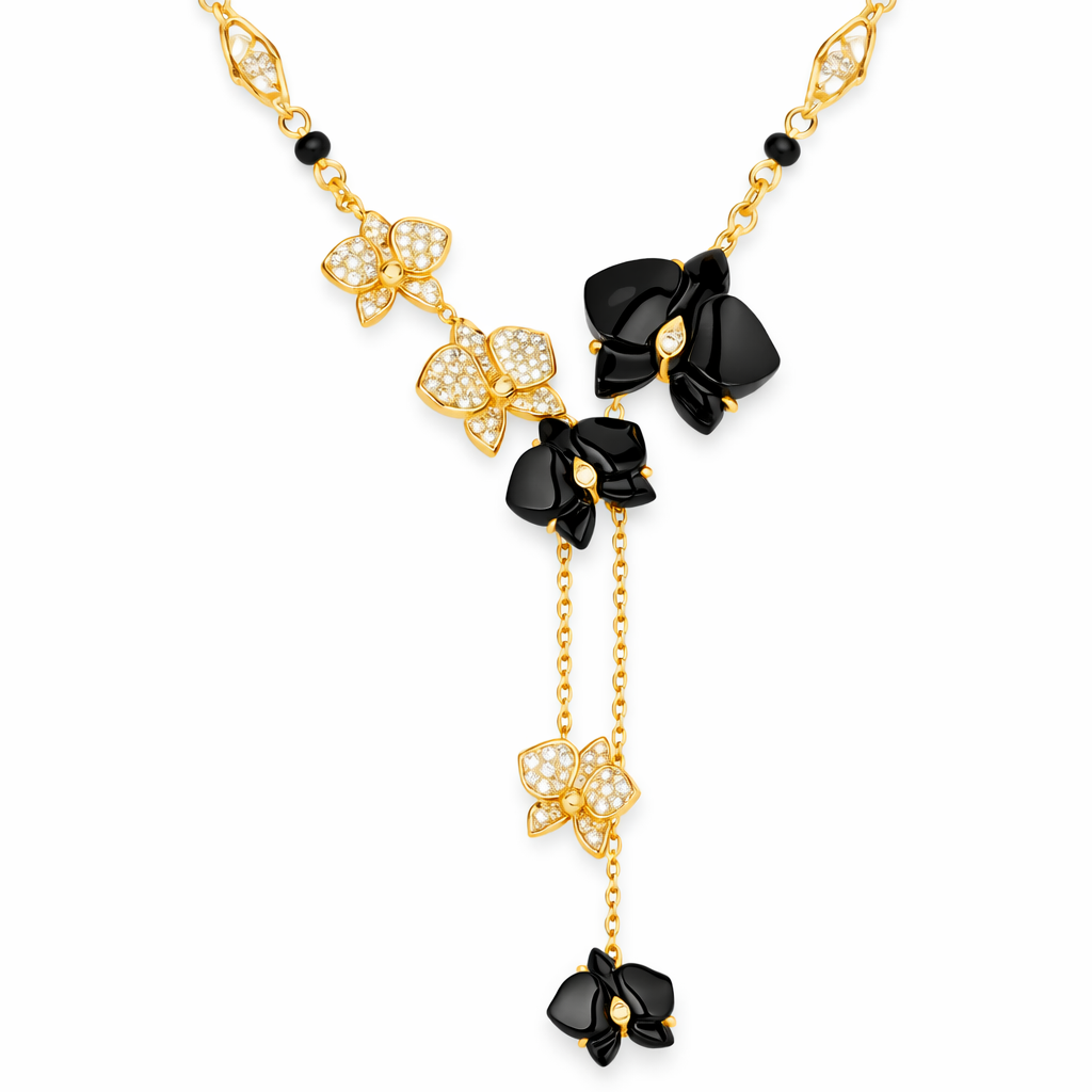 Cluster carved onyx mangalsutra