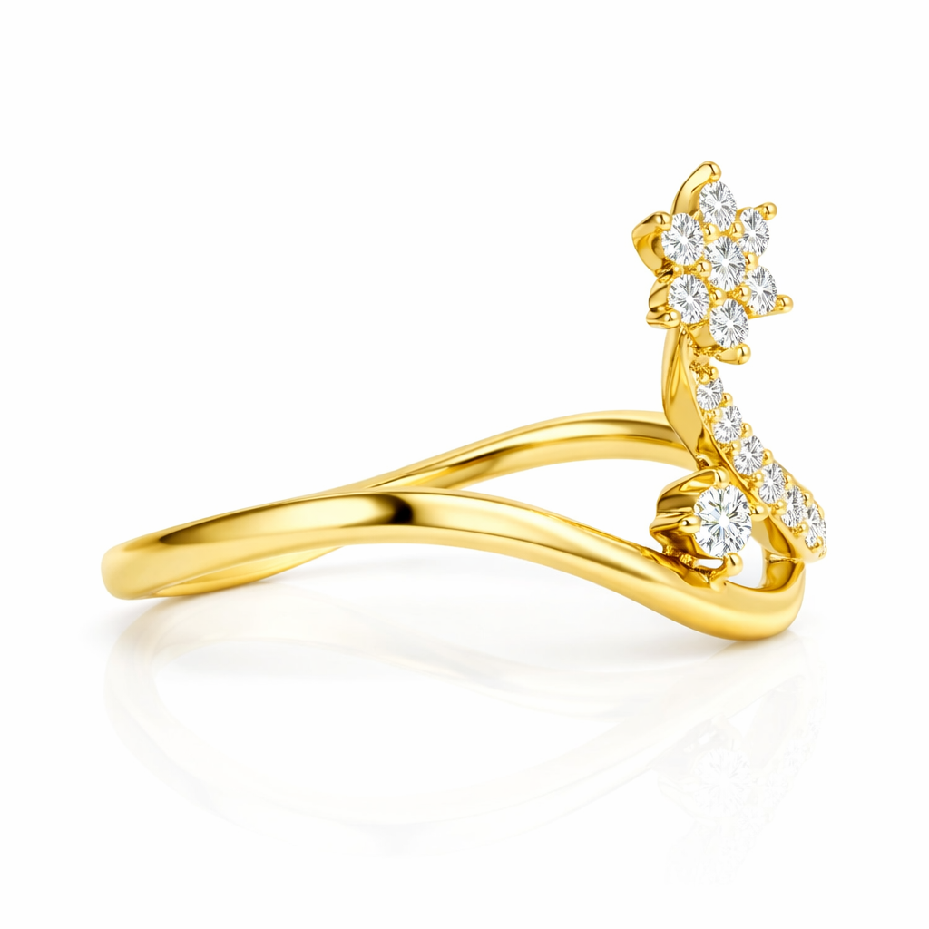 Floral Twist Diamond Gold Ring