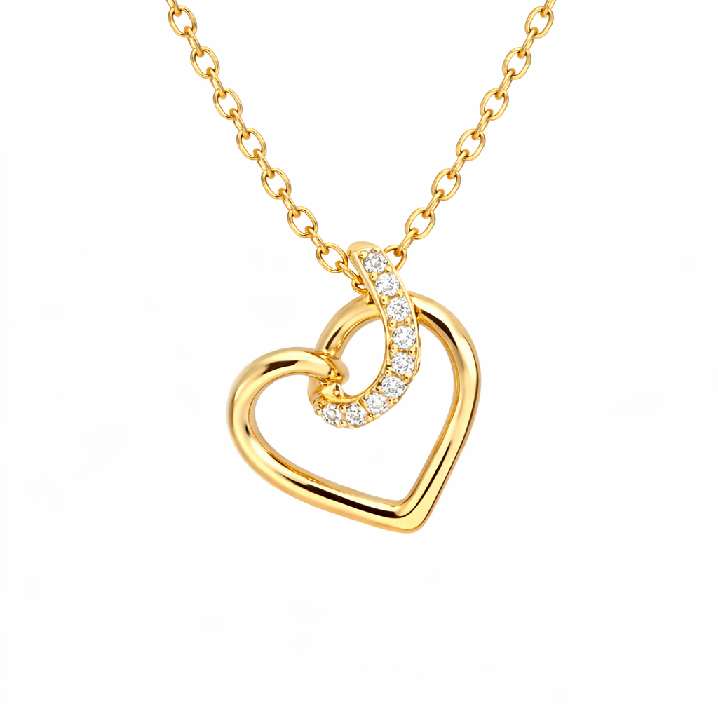 Interlinked Open Heart Diamond Pendant