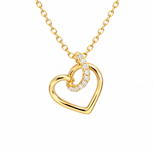 Interlinked Open Heart Diamond Pendant
