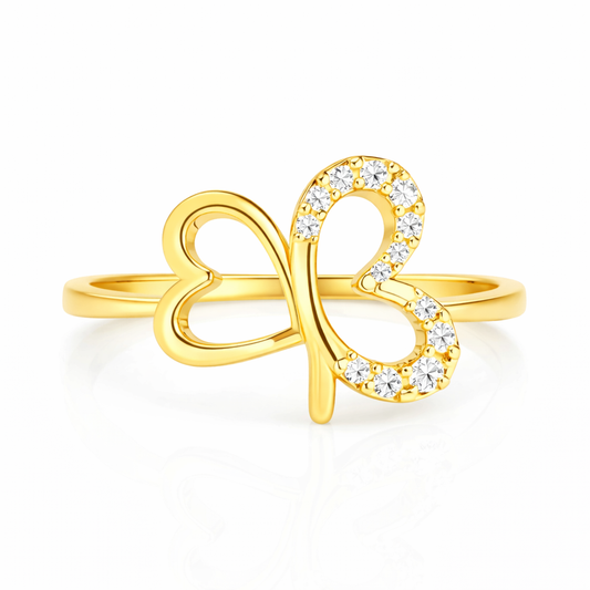 Pavé Heart Outline Diamond Ring
