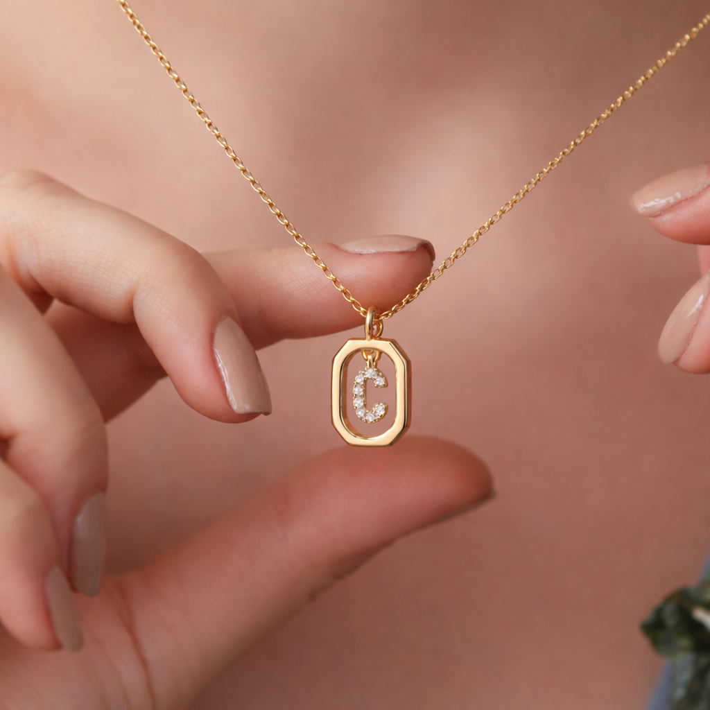 Diamond initial necklace