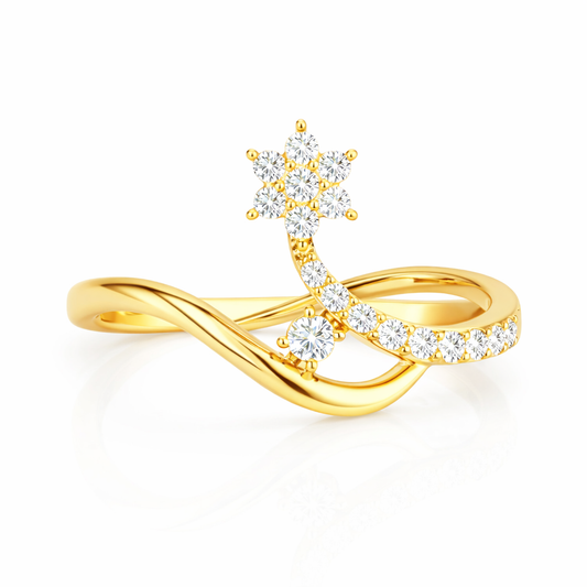 Floral Twist Diamond Gold Ring