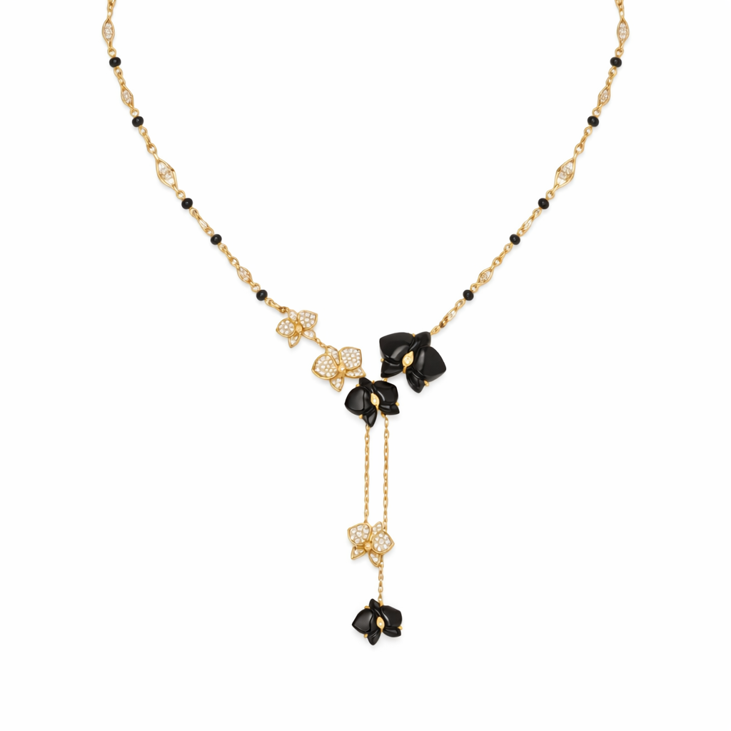 Cluster carved onyx mangalsutra