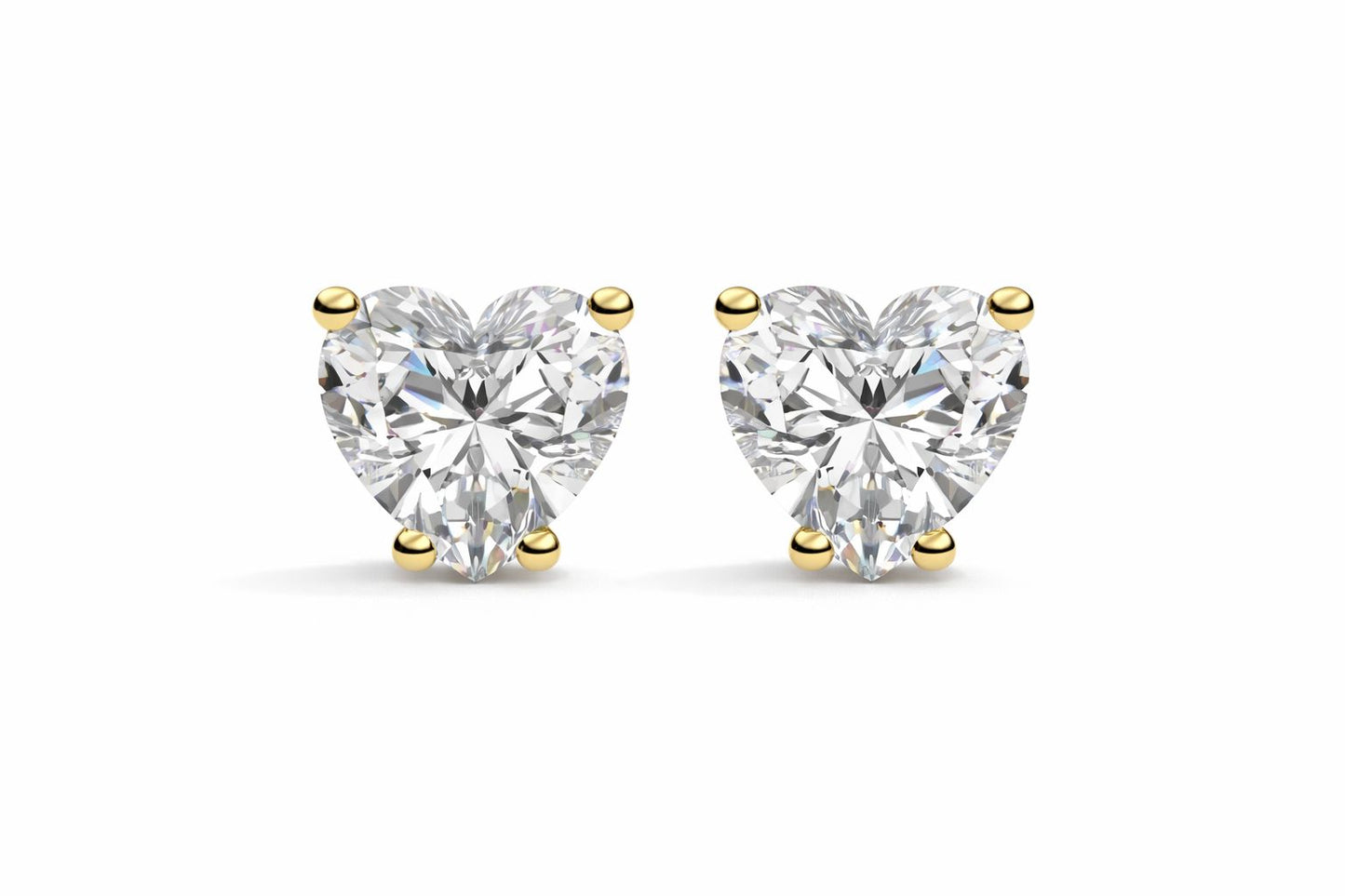 Heart Diamond Solitaire Stud Earrings
