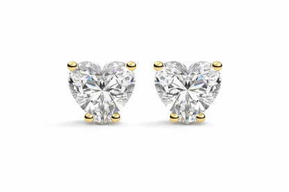 Heart Diamond Solitaire Stud Earrings