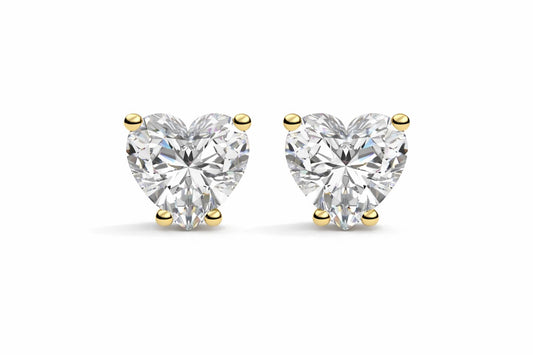 Heart Diamond Solitaire Stud Earrings