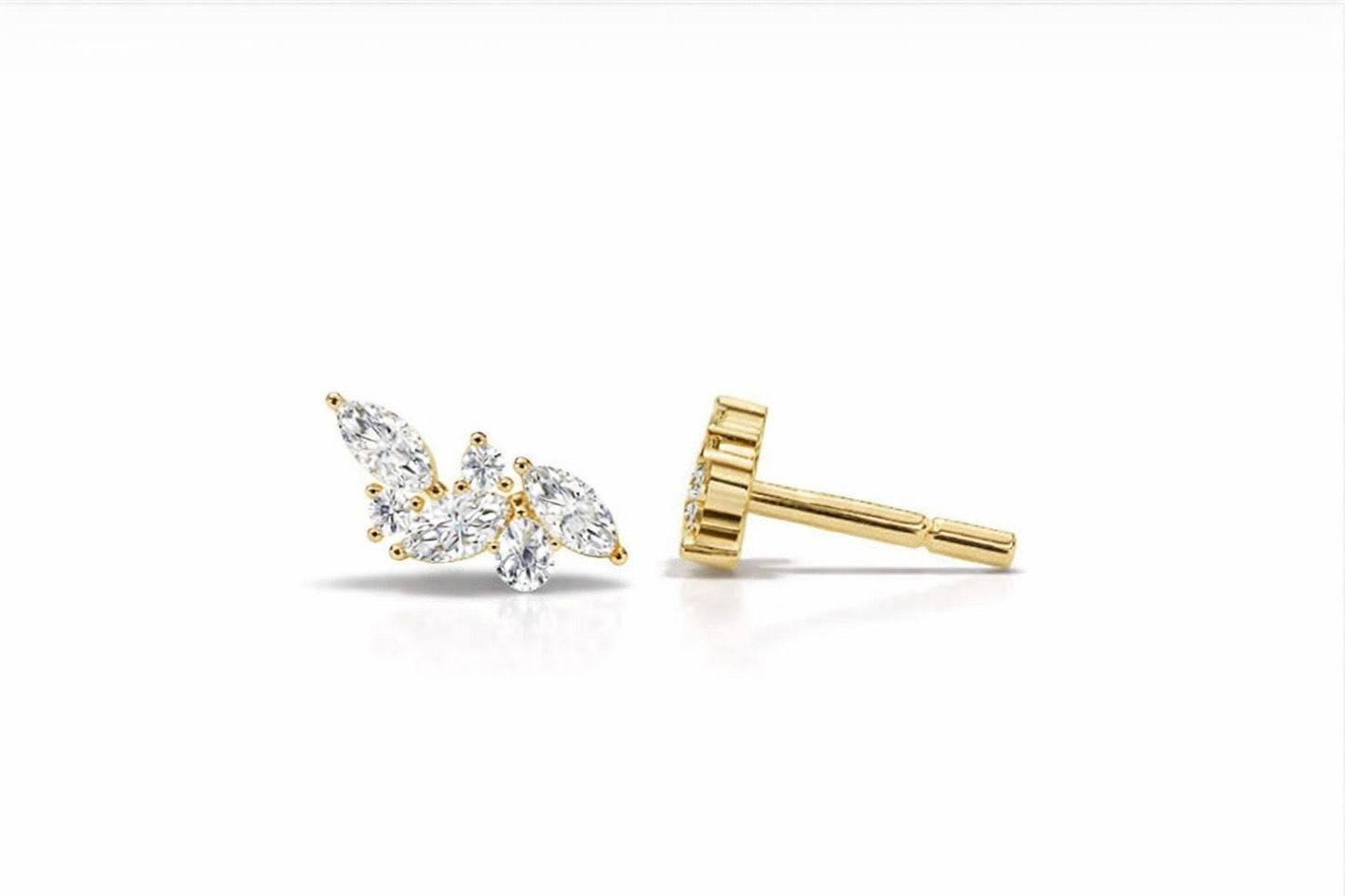 Petite Floral Diamond Stud Earrings (0.26–0.34 ct)