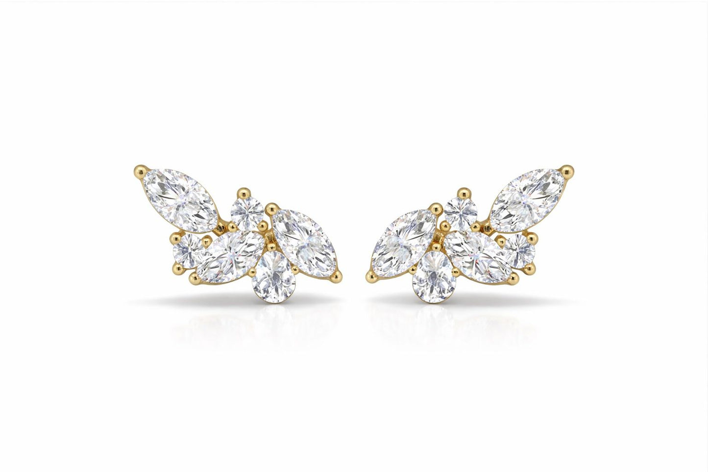 Petite Floral Diamond Stud Earrings (0.26–0.34 ct)