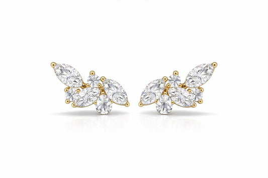 Petite Floral Diamond Stud Earrings (0.26–0.34 ct)