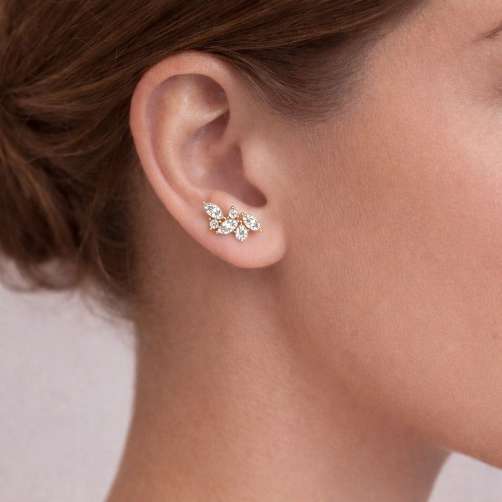 Petite Floral Diamond Stud Earrings (0.26–0.34 ct)