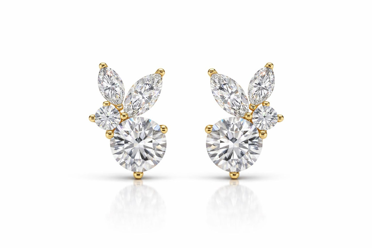 Floral Cluster Diamond Stud Earrings