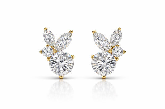 Floral Cluster Diamond Stud Earrings