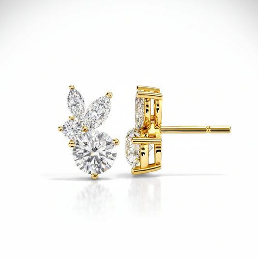 Floral Cluster Diamond Stud Earrings