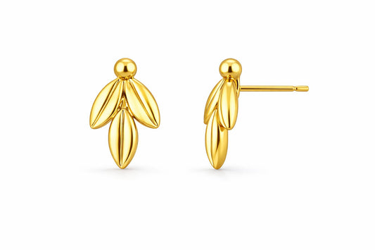 Floral Drop Gold Stud Earrings