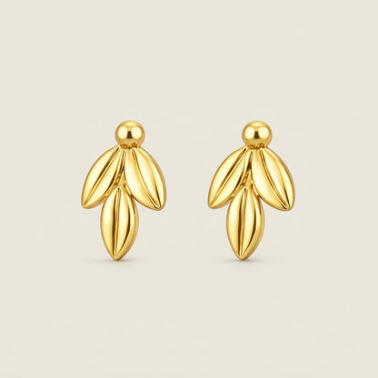 Floral Drop Gold Stud Earrings