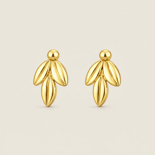 Floral Drop Gold Stud Earrings