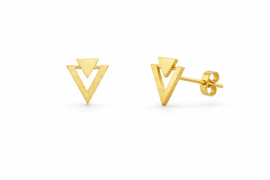 Geometric Triangle Gold Stud Earrings