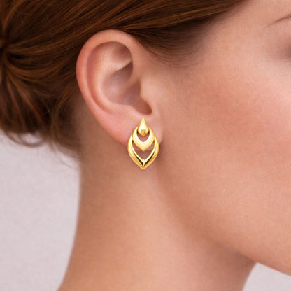 Layered Drop Gold Stud Earrings