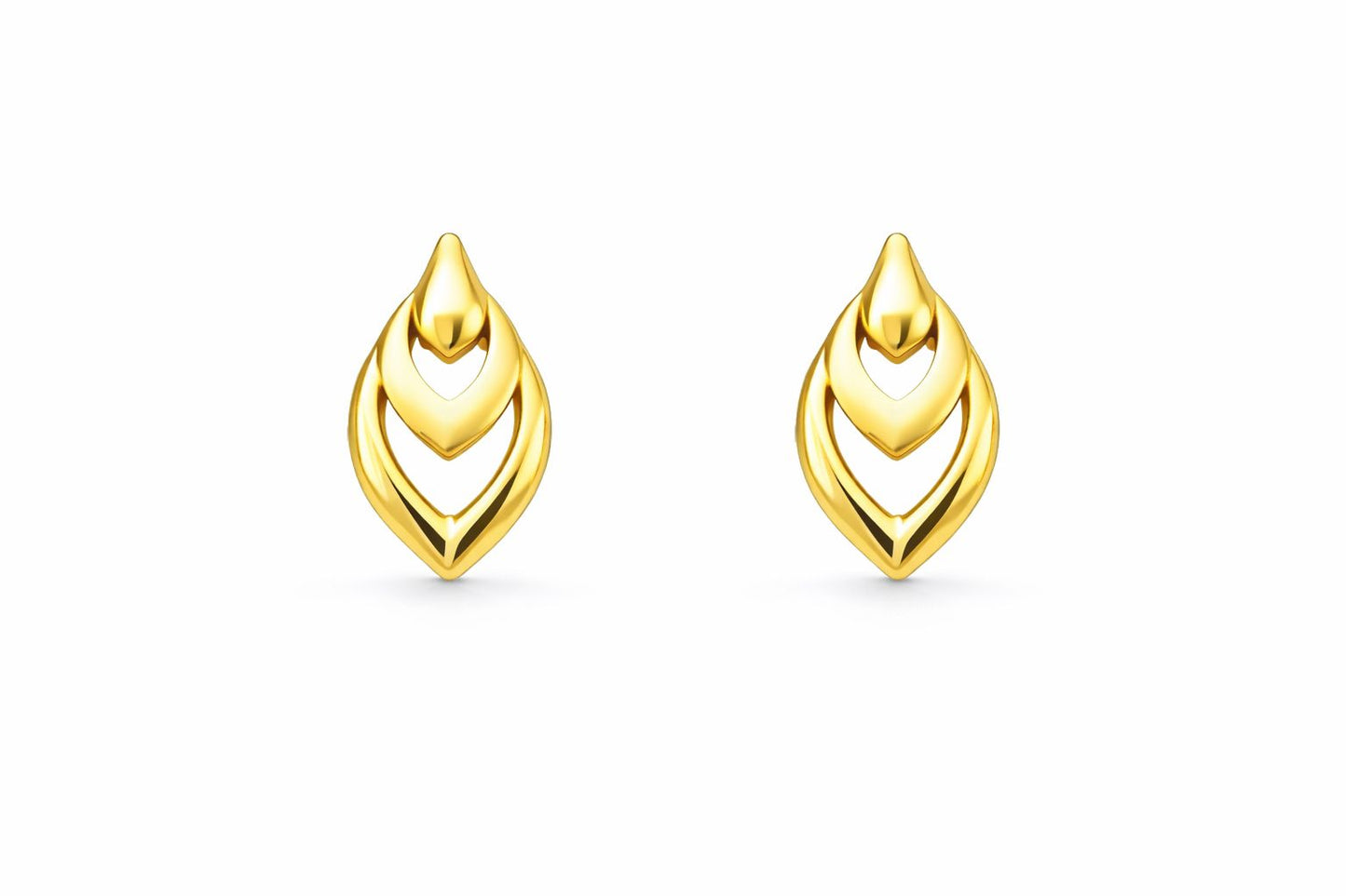 Layered Drop Gold Stud Earrings