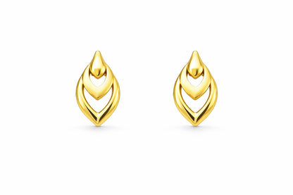 Layered Drop Gold Stud Earrings