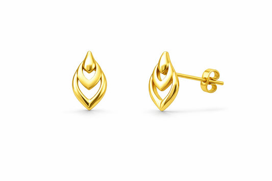 Layered Drop Gold Stud Earrings