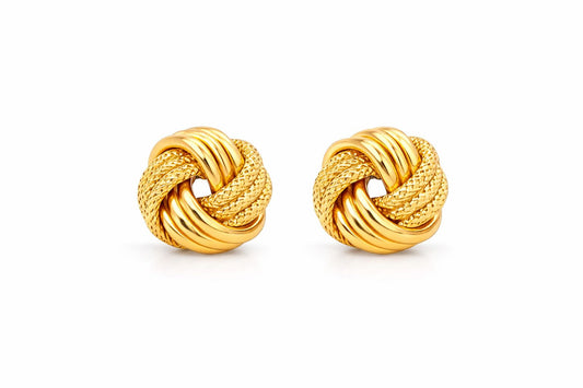 Textured Knot Gold Stud Earrings