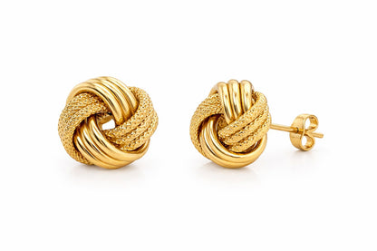 Textured Knot Gold Stud Earrings