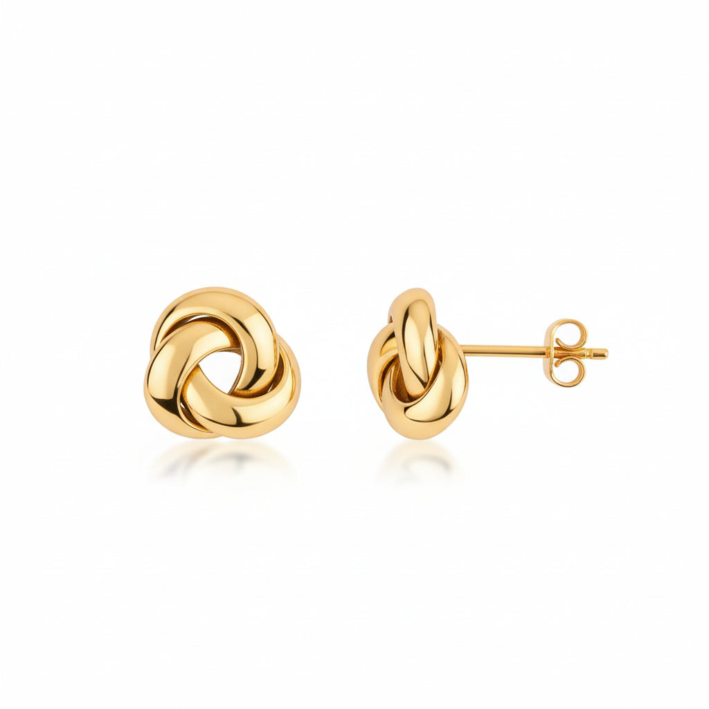 Classic Knot Gold Stud Earrings (8 mm)